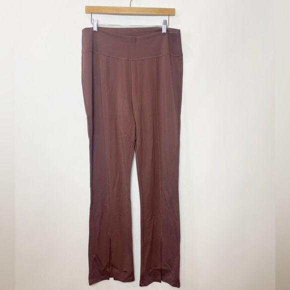 The Drop Uma High-Rise Flare Pants Chocolate XL Ponte Knit Elastic Waist NWOT - Picture 5 of 13